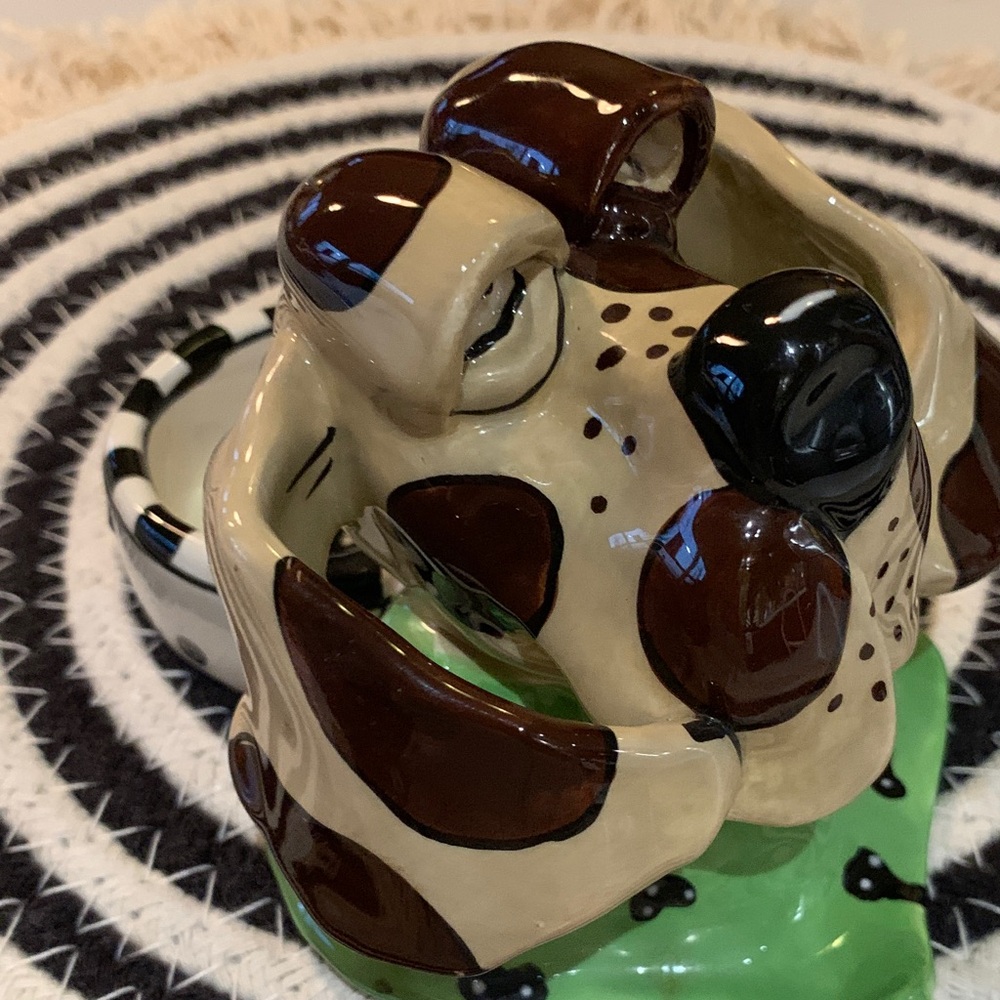 SWAK Ceramic BrownTan Spotted Dog by Lynda Corneille TeaLight Candle Holder Rare